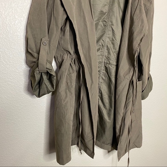 Love Tree Trench Coat Hoodie Olive Green Medium - Picture 3 of 7